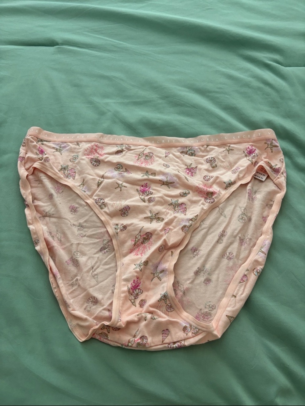 Victoria’s Secret High Leg Brief Cotton Coral Starfish Shells Print